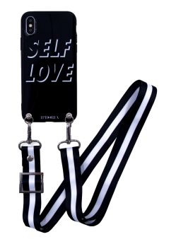 Coque pour Iphone X/Xs Black/White Strap-Selflove Iphoria